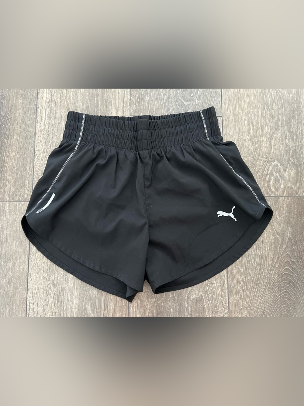 Puma Black Women's Athletic Shorts with White Logo